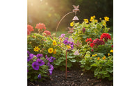 hummingbirds Stake with Bells Outdoor Metal Garden Stake with Bells Antique-Style hummingbirds Garden Decor for Homeowners, Flower Beds, Cottage Gardens