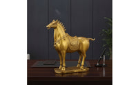 Horse Figurine with Saddle Carved Brass Horse Statue Collectible Ornament for Desk