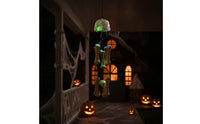 Halloween Wind Chime with Skulls Light-up Electric Wind Chime Creepy Hanging Skull Decoration for Party Hosts, Doorways