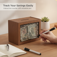 Wooden Money Box with Counter, DIY Retro Piggy Bank for Savings
