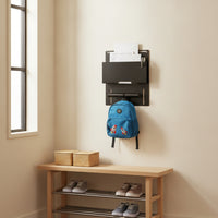 Wall-Mounted Storage Rack Space-Saving Rack with Hanging Rod Organizer Multi-Slot Compact for Students, Entryway, Study Corner