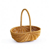 Imitation Rattan Pumpkin Basket Woven Basket with Handle Decorative Farmhouse for Gift Presentation