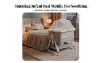 Foldable Bedside Sleeper Multi-Functional Bedside Sleeper Bassinet Musical Mobile Portable Crib Adjustable Height for Newborns, Infants, New Parents, Travel, Bedroom, Living Room, Home
