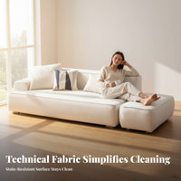 Modern Design Minimalist Fabric Sofa Latex Filling Couch Easy to Clean Household Furniture Stain-Resistant for Apartment Dwellers, Homeowners, Students, Living Room, Studio, Bedroom, Lounge Area
