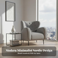 Nordic aesthetic Boucle Upholstered Armchair fashionable Design Accent Chair Soft Texture Home Furniture Curved rear supportrest for Adults, Homeowners, Readers, Living Room, Bedroom, perusing corner