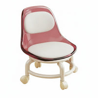Transparent Rolling Stool with Backrest Stable Load-Bearing Acrylic Low Stool on Wheels Wheeled Low Floor Chair for Living Room