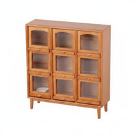 9-Compartment Display Cabinet Decorative Model Miniature Cubby Cabinet Wood Texture Mini Display Shelf for Table Decor