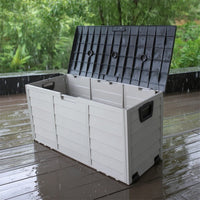 Outdoor Storage Box with Seat Easy Assembly Outdoor Storage Bin with Lid Weather-Resistant Patio Storage Box with Lid for Homeowners, Gardeners, Patio