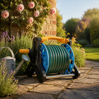 Garden Hose Reel Cart Sturdy Frame Outdoor Watering Tool Weather-Resistant