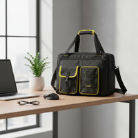 Multi-Pocket Laptop Tool Bag Padded Tool Organizer Bag Structured Water-Resistant for Technicians, Carpenters, Commuters, Travel