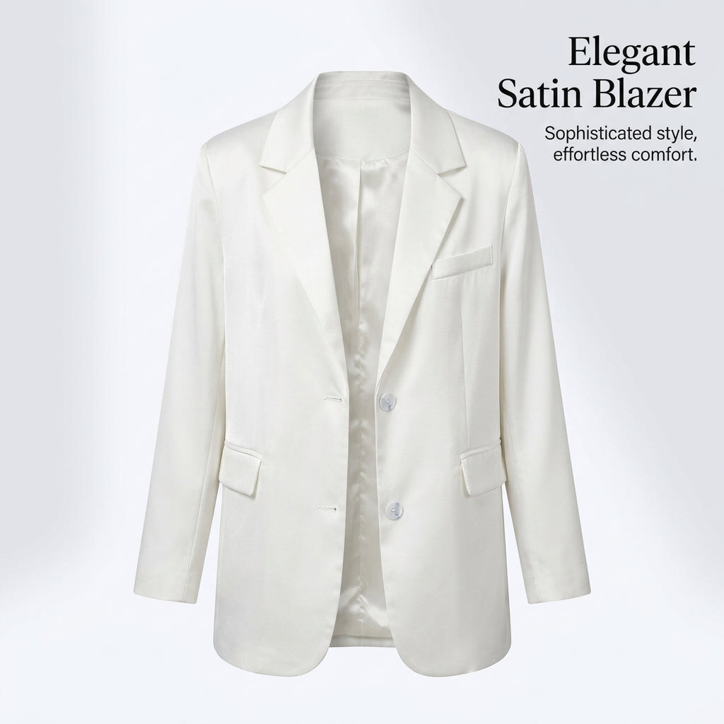 Women's Suits & Blazers Satin Jacket with Sun Protection, Long Sleeve Ladies for Office and Work, Lightweight Smart Casual Design
