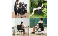 Director's Chair with Side Table Foldable Director's Chair with Cup Holder Furniture Portable Padded for Makeup Artists, Patio
