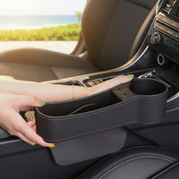 Space Filler with USB Universal Fit Seat Space Storage Box Prevents Items from Falling Car Storage Box with Beverage Holder Holder
