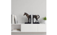 Horse Bookends Carved Resin Bookends with L-Shaped Bases Vintage Book Holders for Readers, Bookshelf
