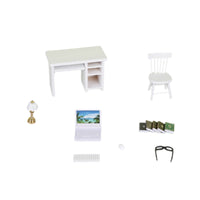 1:12 Scale Office Furniture Handcrafted Dollhouse Desk and Chair Set Holiday Gift Wooden Dollhouse Furniture Set for Hobbyists, Collectors