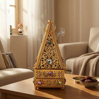 Metal Incense Burner with Scoop Decorative Pyramid Incense Burner Censer Vintage-Style Decor Antique