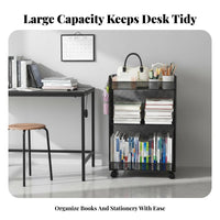 Movable under-table Book cart Large Capacity Multitier Rolling Organizer Space-Saving School Supply with grip for Students, Office Workers, Classroom, Dormitory, Study Room, Nursery