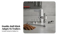 Double-Ball Hitch Aluminum Alloy Adjustable Trailer Hitch Ball Mount Locking Pins Tow Bar Polished