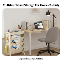 Under-Desk Book Trolley Space-Saving Design 2-Tier Rolling Organizer for Bedroom