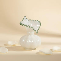 Translucent Pumpkin-Shaped Vase Wide Opening Milky White Glass Vase Flower Holder