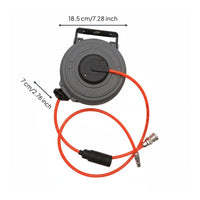Compact Design Retractable Air Hose Reel 180° Swivel Bracket Mini Pneumatic Hose Reel Quick Connect Fittings Workshop Equipment Heavy-Duty Construction for Mechanics, Assembly Line