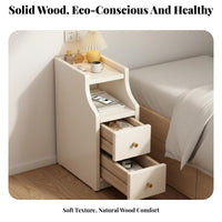 Sturdy Construction Narrow Bedside Table Easy to Clean Slim Space Storage Cabinet Rounded Corners Slim Bedside Cabinet with Drawers No Assembly Required for Apartment Dwellers, Homeowners, Students, Dorm Room, Corner