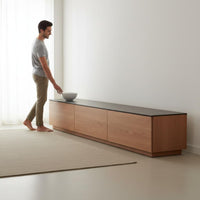 Solid Wood TV Cabinet Stable and Sturdy Walnut Finish Storage Console Build Storage TV Console for Bedroom
