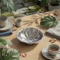 Pedestal Fruit Tray Reflective 3 Compartment Snack Bowl Decorative