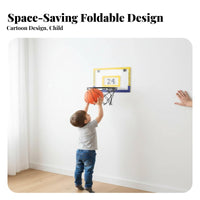 Punch-No-Drill Installation Foldable Basketball Hoop Easy to Install Wall-Mounted Basketball Set Quiet Play Shatterproof Backboard for Toddlers, Students, Bedroom, Playroom, Living Room, Office