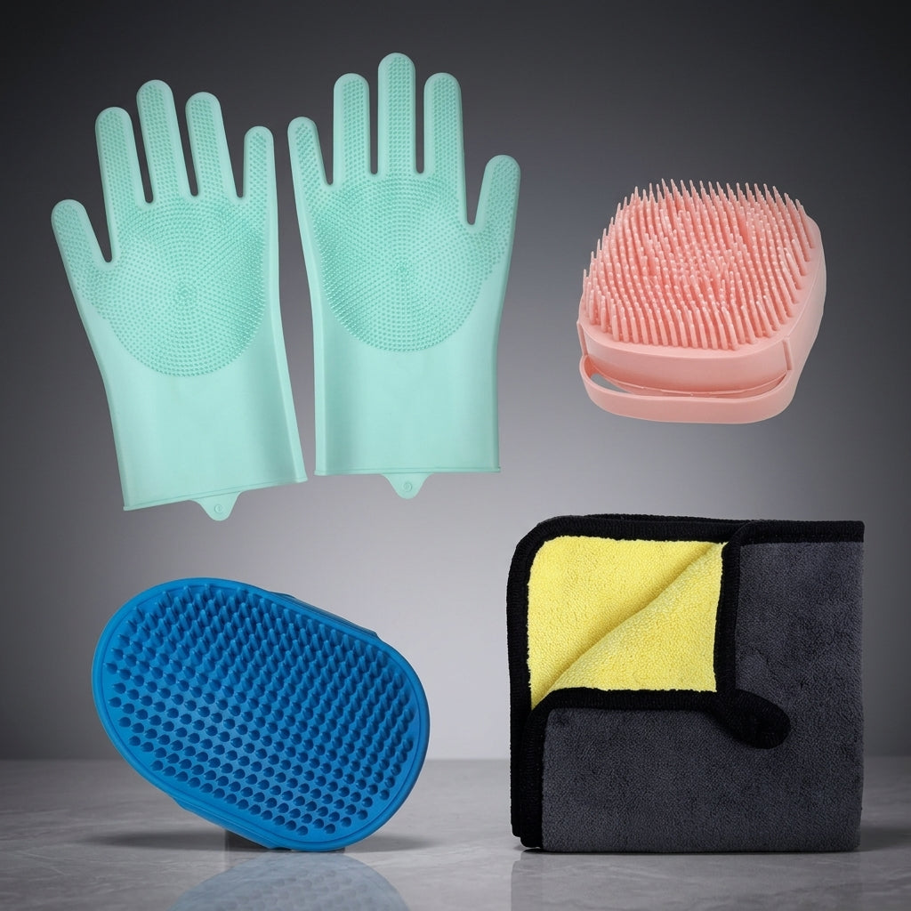 Cleaning Gloves for Dog Bath and Dog Grooming, Silicone Dog Bath Brush with Soft Bristles for Cat Grooming, Anti Slip Washing Gloves, 1 Piece