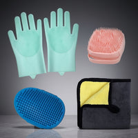 Cleaning Gloves for Dog Bath and Dog Grooming, Silicone Dog Bath Brush with Soft Bristles for Cat Grooming, Anti Slip Washing Gloves, 1 Piece