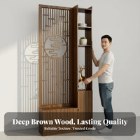 Chinese Design Screen Partition Multi-Functional Storage Entryway Screen Cabinet Space Saving Design Hollow Carved Room Separator for Hallway, Bedroom