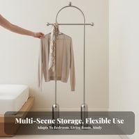 Mobile Design Rolling Coat Tree with Tray Modern Minimalist and aesthetic Freestanding Suit Butler Multipeg Garmen'st storage areaSaving for Students, Homeowners, Professionals, Entryway, Living Room, large Closet