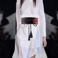 Floral Embroidery Hanfu Waist Belt Silk-Like Embroidered Waist Sash Braided Ties Embroidered Sash