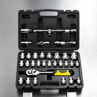 Ratchet and Socket Set Organized Socket Wrench Toolkit Strong Grip Mechanics Tool Set with Hard Shell Case for Amateur Mechanics, Garage, Workshop