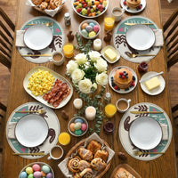 Round Easter Placemat Happy Easter Festive Design Linen Dining Placemat Easy To Care Hare Illustration Table Mat for Party Hosts, Families, Kitchen, Restaurants