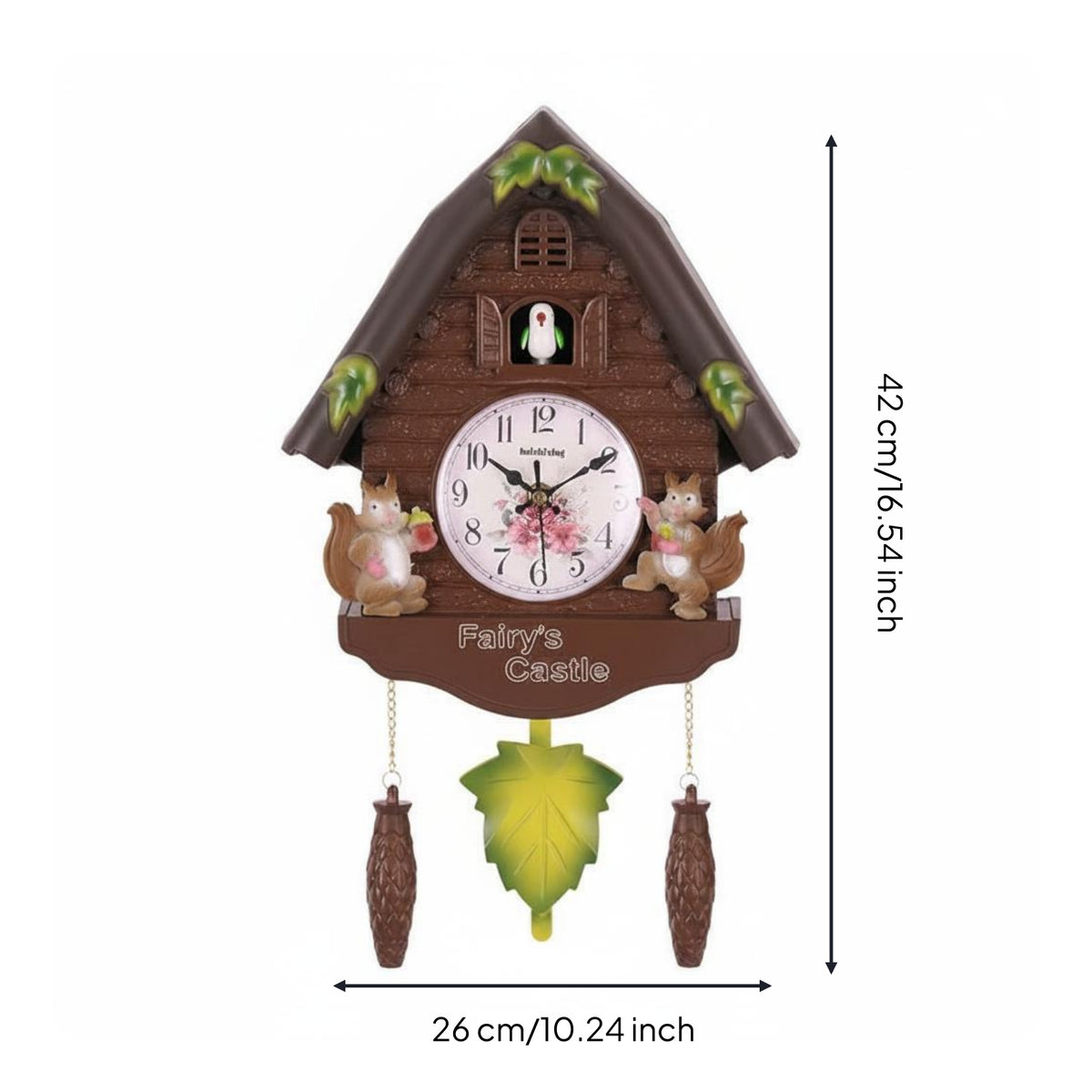 Retro Design Cuckoo Clock Operated Wooden Cuckoo Wall Clock Traditional Home Decor for Kids, Children's Bedroom, Living Room