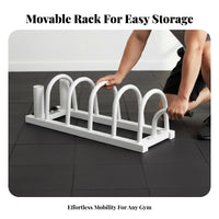 Space Saving Barbell Plate Storage Rack Portable with Wheels Standard Bar and Plate Rack Heavy Duty Gym Organizer Multi-Functional for Weightlifters