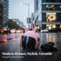 Electric Bike Helmet Four-Season Helmet with Visor Rainproof Visor Ed Headwear for Men, Motorcyclists, Daily Travel, Commuting, Street Riding