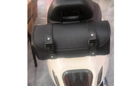 Waterproof Motorcycle Hanging Bag Leather-Look Roll-Top Motorcycle Bag No-Hole Mount Buckle Straps