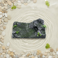 Multi-Functional Design Turtle Basking Rock with Cave Built-in Feeding Trough Floating Turtle Pier with Hideout for Terrarium