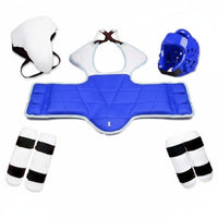 7 Pieces Thickened Padding 7-Piece Taekwondo Protective Gear Kit Competition Grade Taekwondo Safeguarding Gear Set Reinforced Stress Points Foam Dipped Sparring Equipment Uncovered-Face Design for Children, Adults, Beginners, Training
