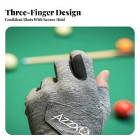 3 Finger Billiard Glove Anti-Slip 3 Finger Pool Glove Breathable Material Sports Accessory for Men, Women, Competitions, Billiards Tournament