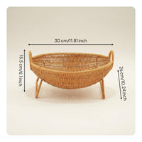 Handwoven Woven Basket Tray Natural Look Rattan Design Basket Long-Lasting Household Storage for Kitchen, Dining Table, Living Room
