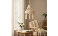 Macrame Lampshade Fringe Lamp Shade Boho for Reading Corner, Cafe