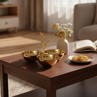 Snack Bowl Stand Gold-Finish Snack Serving Bowl with Stand Candy Dish with Handle Polished Decorative for Hosts, Dining Table
