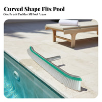 Dense Bristles Curved Edge Pool Brush Pole Connector Aluminum Pool Brush