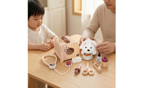 Wooden Veterinarian Toy Set Physician Kit with Soft Toy Pet Compact Veterinarian Playset with Soft Stuffed Dog for Playroom, Preschool