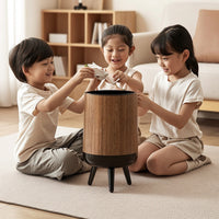 Trash Can with Legs Lightweight Wood Grain Wastebasket Garbage Bin Space-Saving Wear-Resistant for Living Room, Office