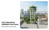 Round Plant Stand Light Luxury Design Round Marble Top Pedestal Elegant 2-Tier Metal Plant Stand for Balcony, Living Room, Bedroom